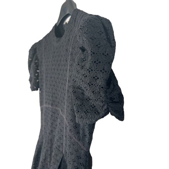 NWT MINKPINK Dreaming of Paris Womens Size M Black Mini Dress Fit n Flare Eyelet - Picture 4 of 12